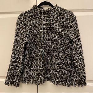 Zara Mock Neck Jacquard Sweater - S
